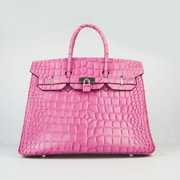 High Quality Fake Hermes Birkin 35CM Max Crocodile Veins Leather Bag Peach 6089 - Click Image to Close